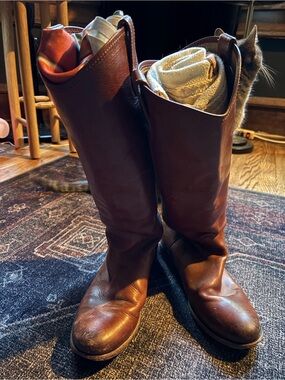 Frye Tan Leather Boot Interior with Branded Label